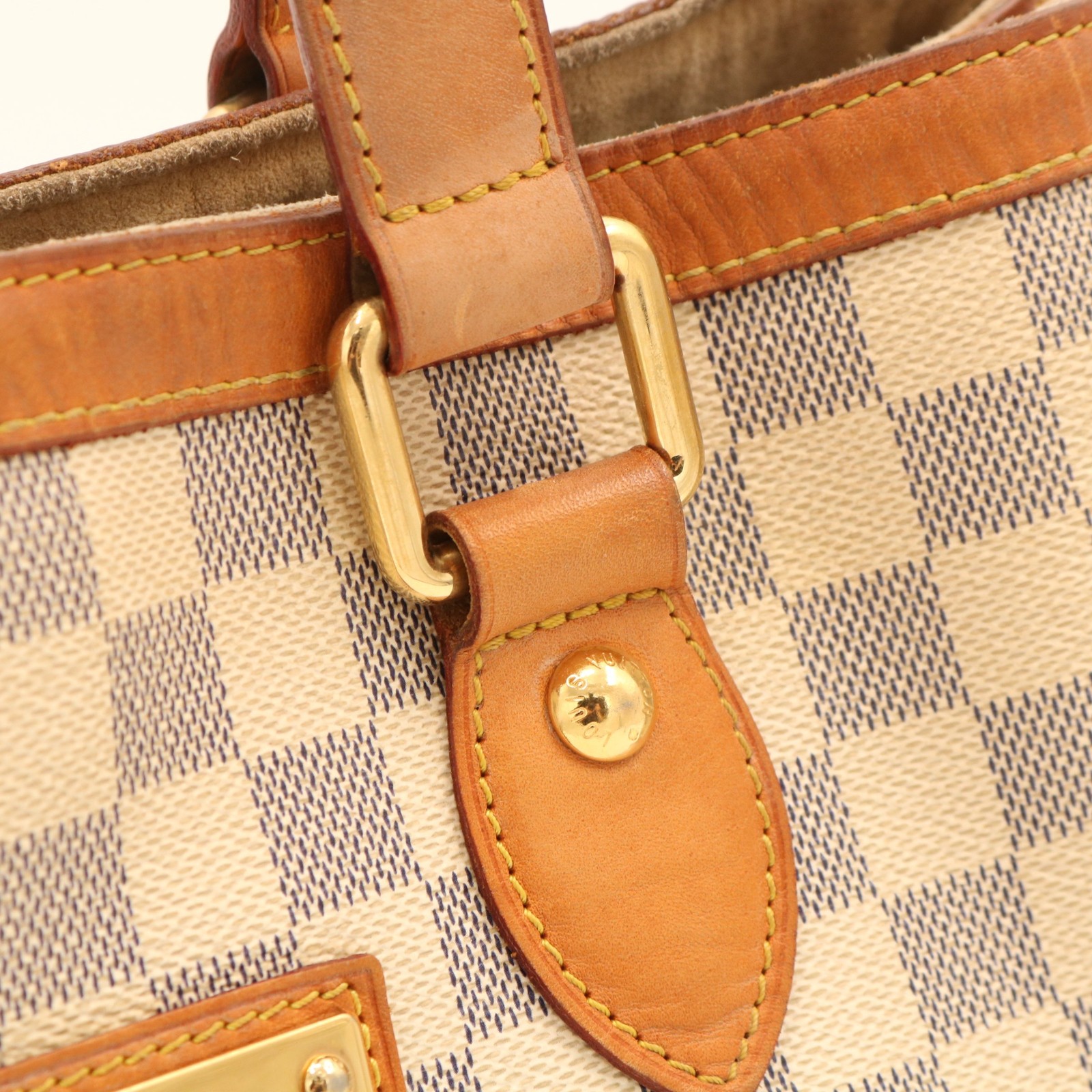 Authentic Louis Vuitton N51207 Hampstead PM White Damier Azur Tote Bag