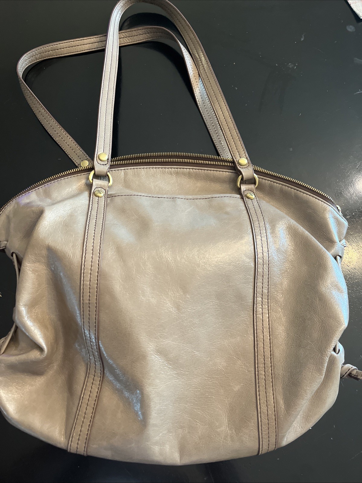 HOBO International Maryanna Taupe Leather Tote Bag Purse shoulder Travel Large