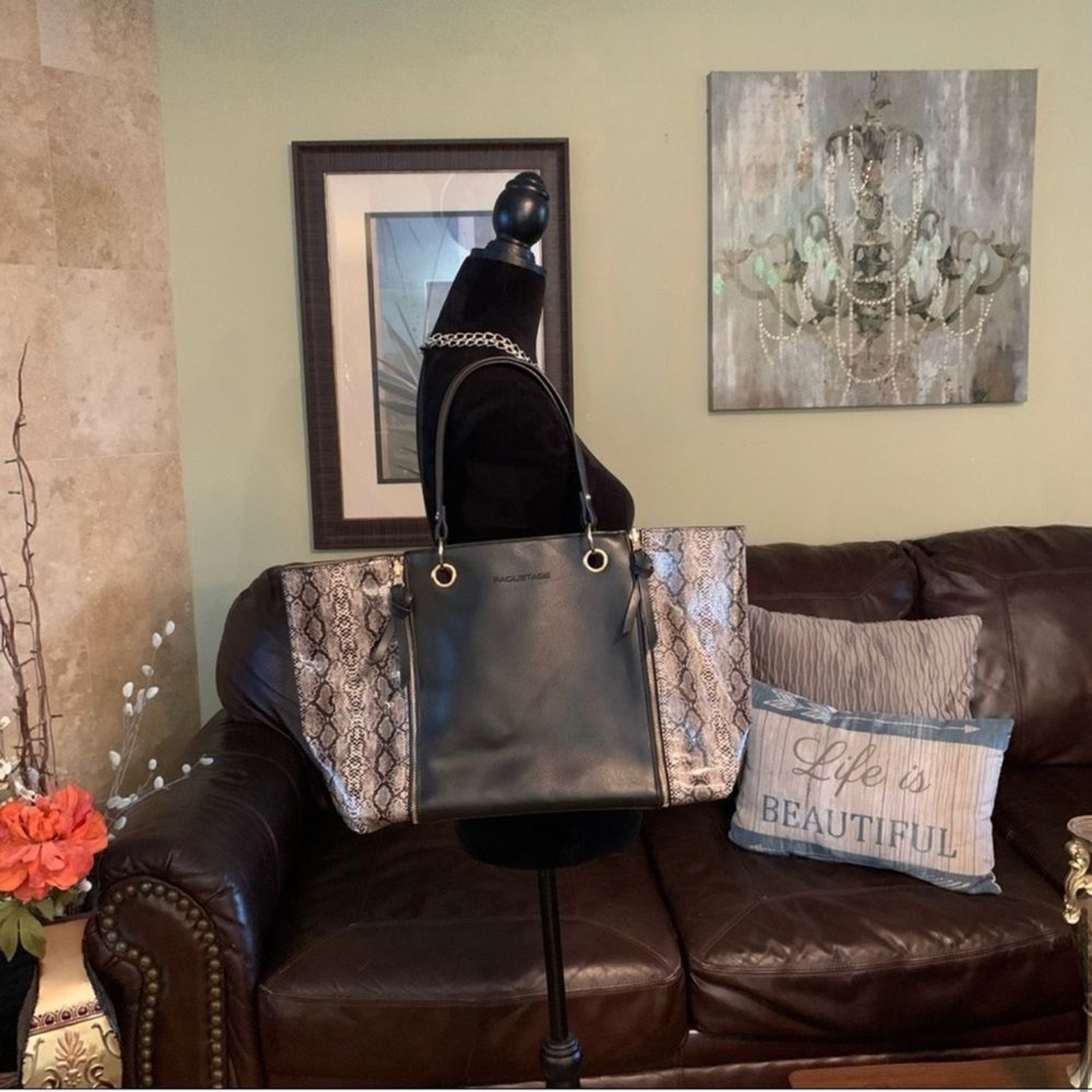 PAQUETAGE NWOT Snakeskin Print Zipper Shoulder Bag
