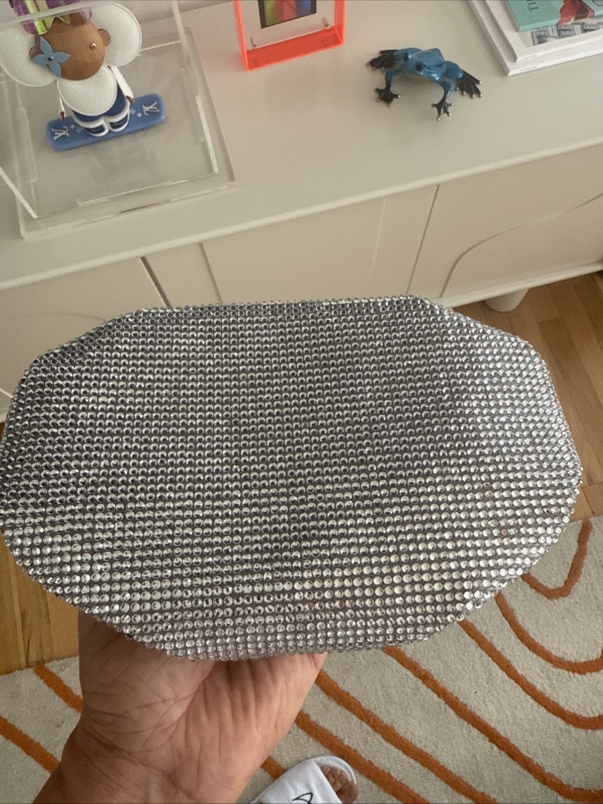 JUDITH LEIBER COUTURE SILVER CRYSTAL EVENING BAG