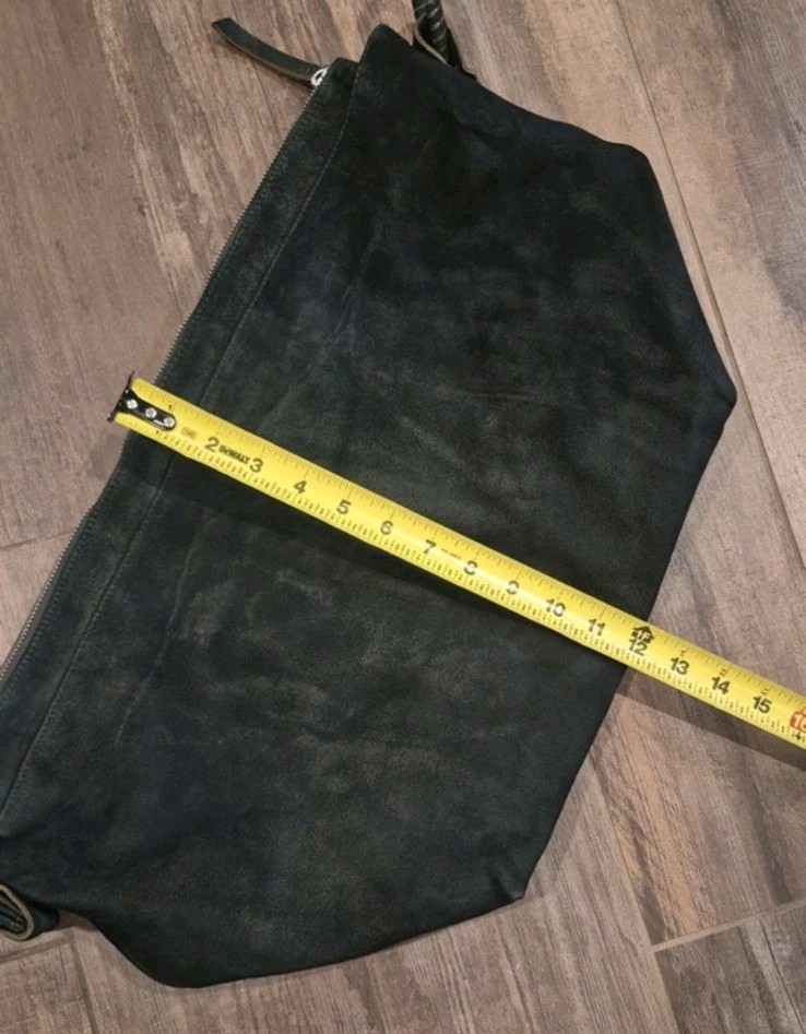 Free People Marbeled Green Goat Leather Suede Hobo Shoulder Bag, Zipper Closure