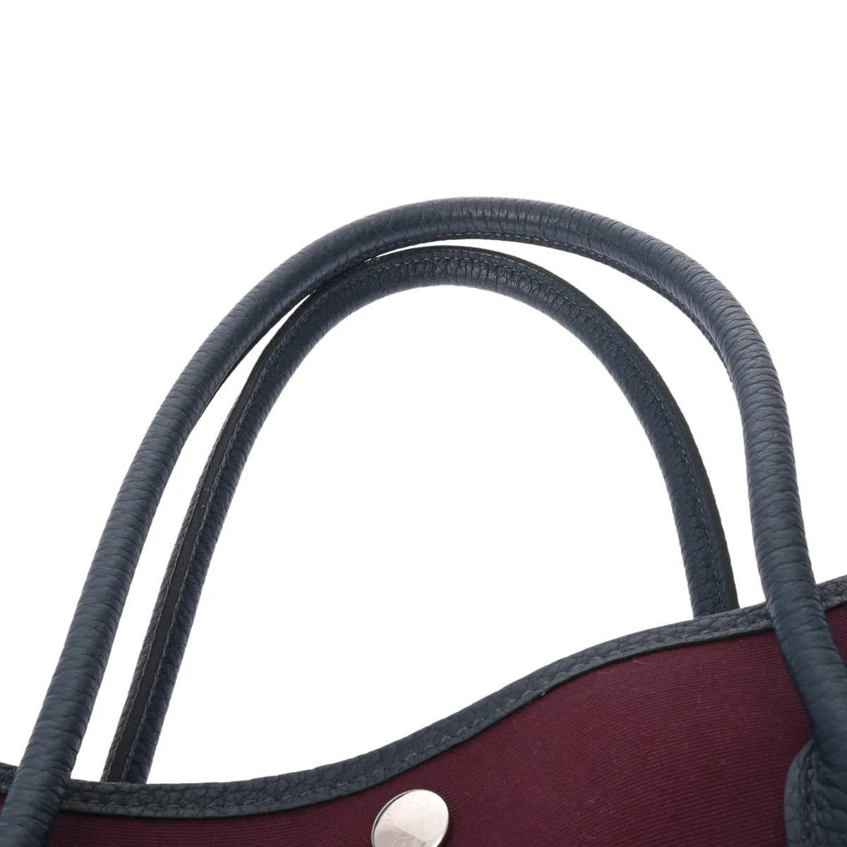 Hermes Garden Party PM Handbag Toile Officier / Negonda Leather Blue #WB2013