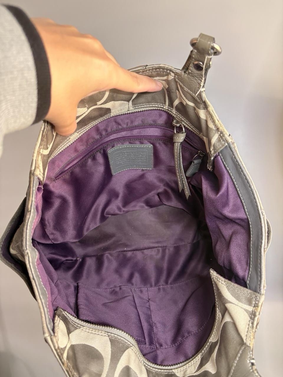 Vintage Y2K Coach Ocelot Patchwork Signature Tote Bag w/ Purple Lining