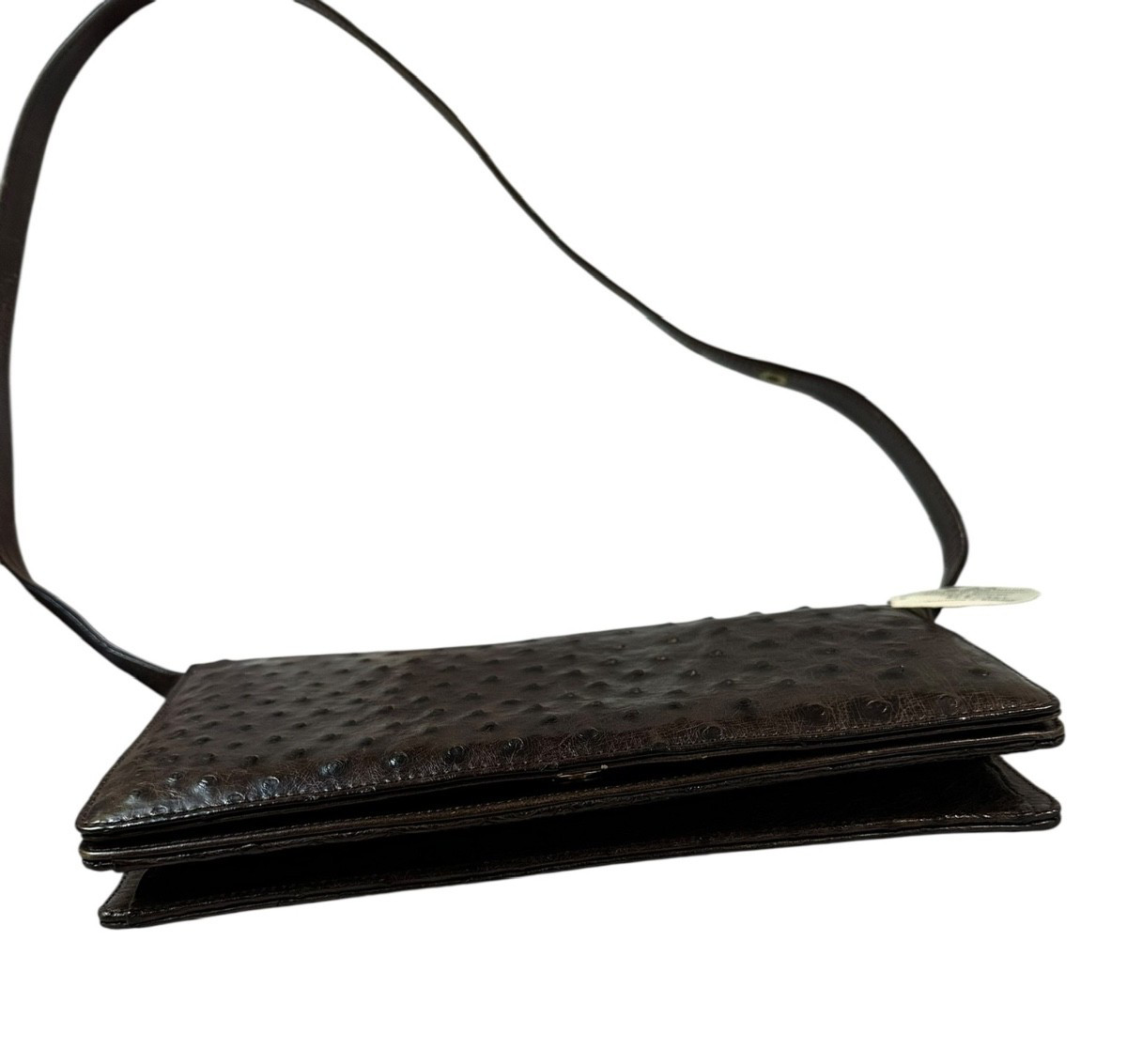 Genuine Vintage CAPE COBRA Cape Town Brown Ostrich Leather Shoulder Bag Clutch