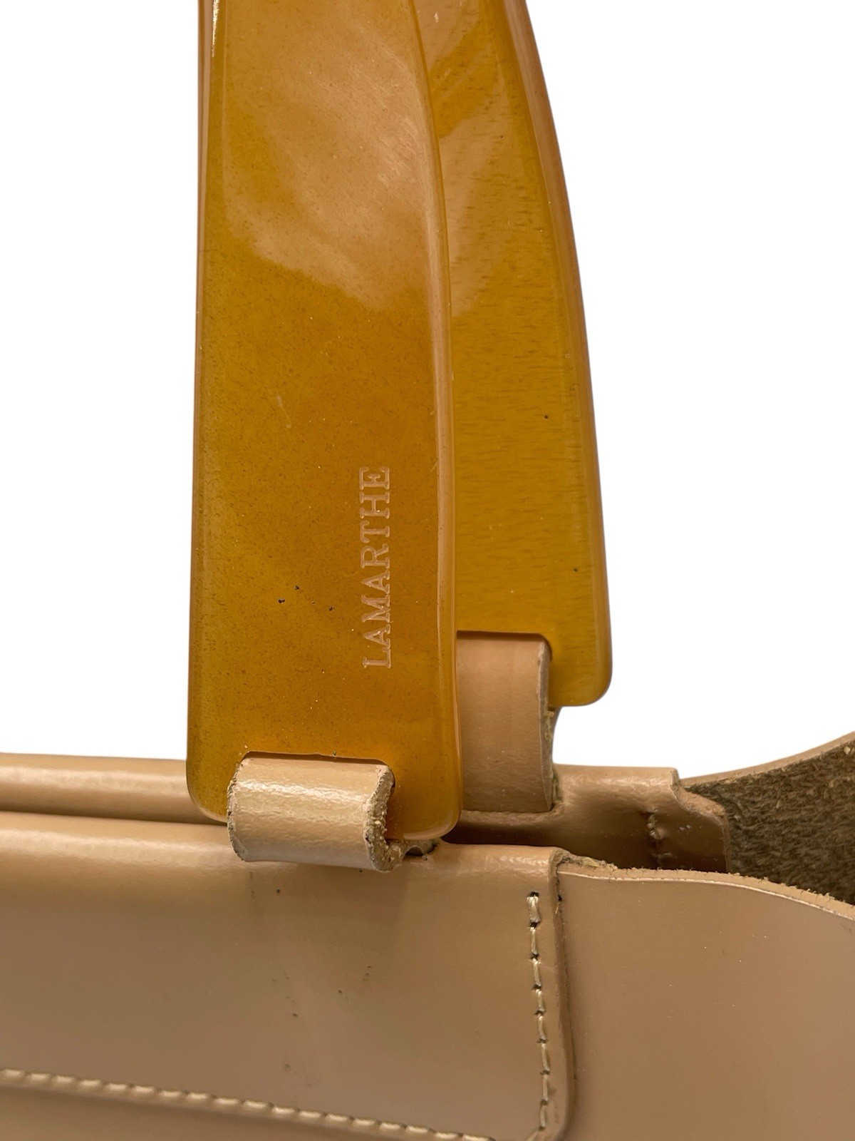 LAMARTHE PARIS Womens Caramel Tan Cowhide Leather Medium Hobo Tote Handbag