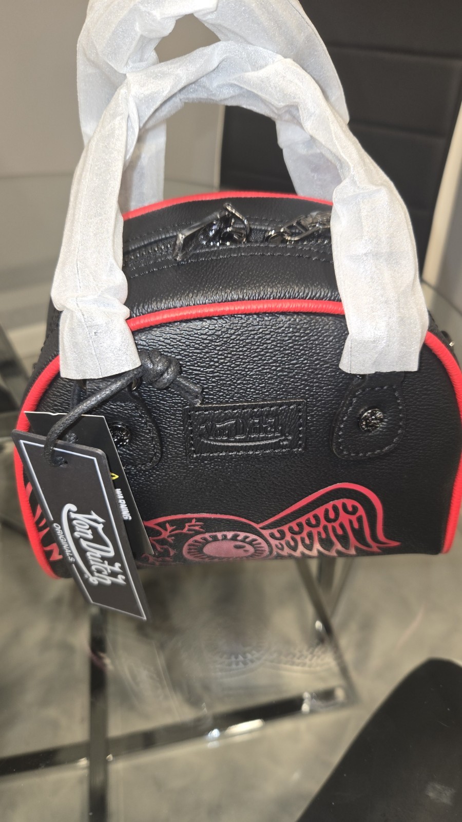 Black with Red Trim von Dutch Mini Bowling Bag Crossbody Purse