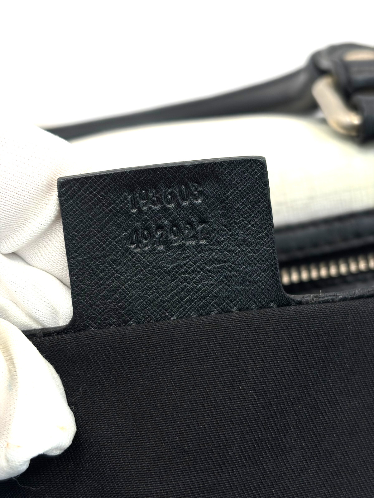 GUCCI Joy Boston Bag GG Supreme Medium White Canvas Satchel Black Leather Trim