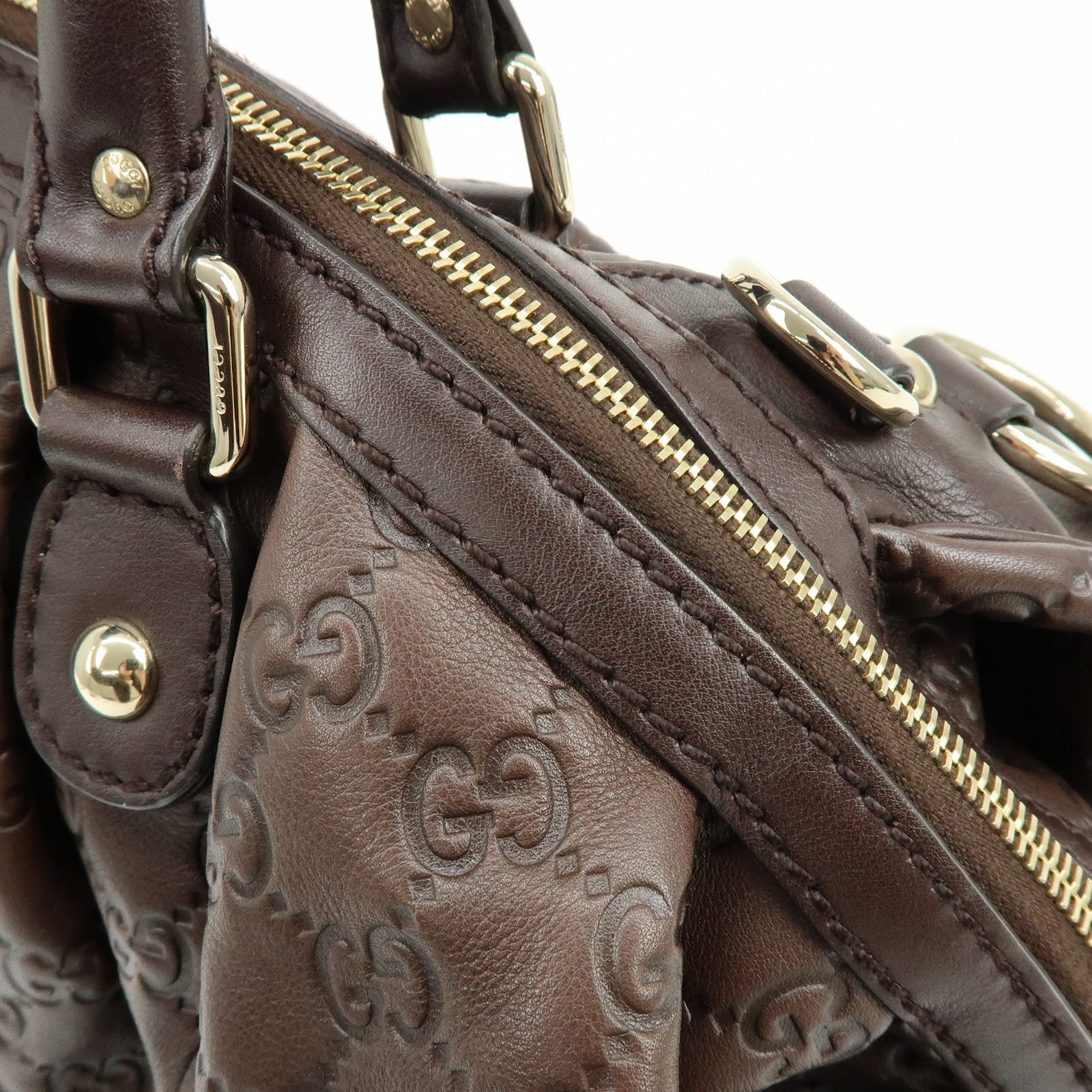 GUCCI Sukey Interlocking G Guccissima Leather 2WAY Bag Brown 223974 Used F/S