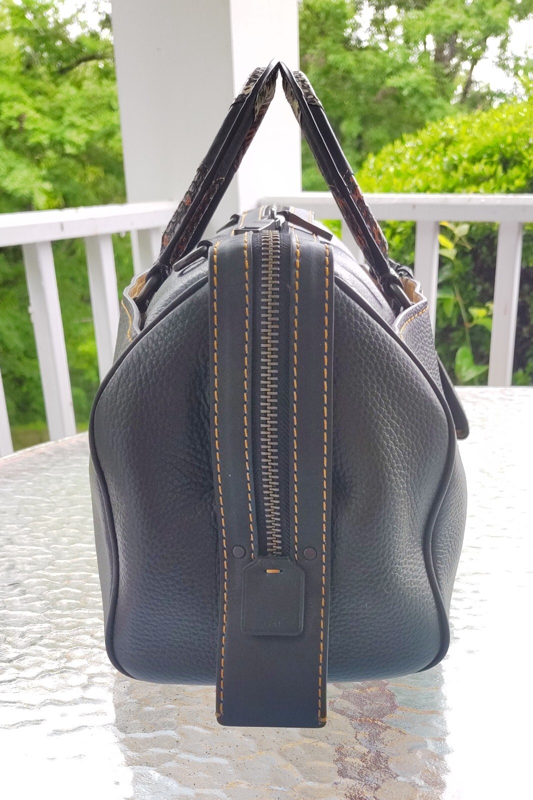 Coach 1941 LARGE 58689 Rogue 26 Black Leather Satchel with Exotic Trim