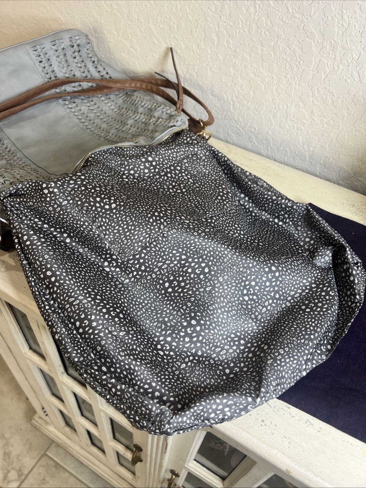 Unbranded Classic Gray Multi Zip Woven Shoulder Handbag Hobo Western Purse