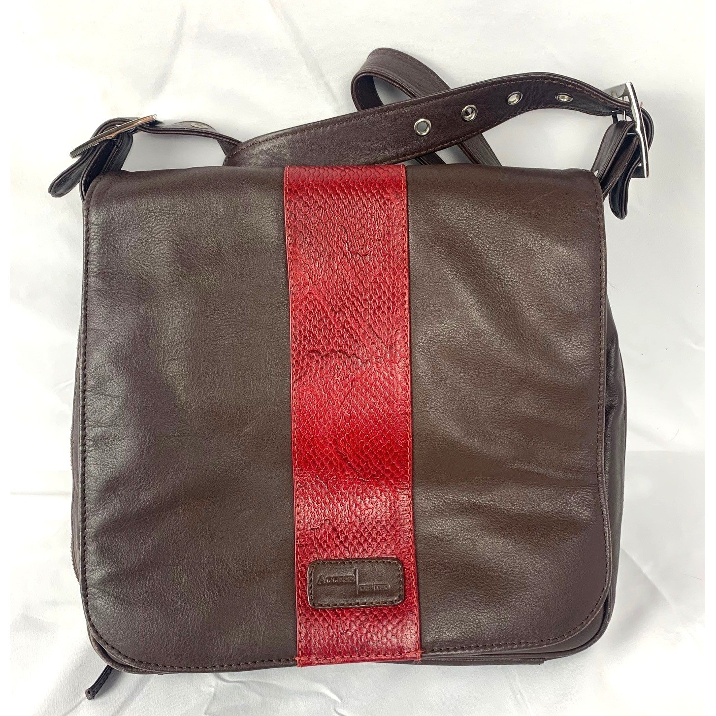 Access Denied RFID Concealed Carry Leather Purse CCW Crossbody Bag Brown Red