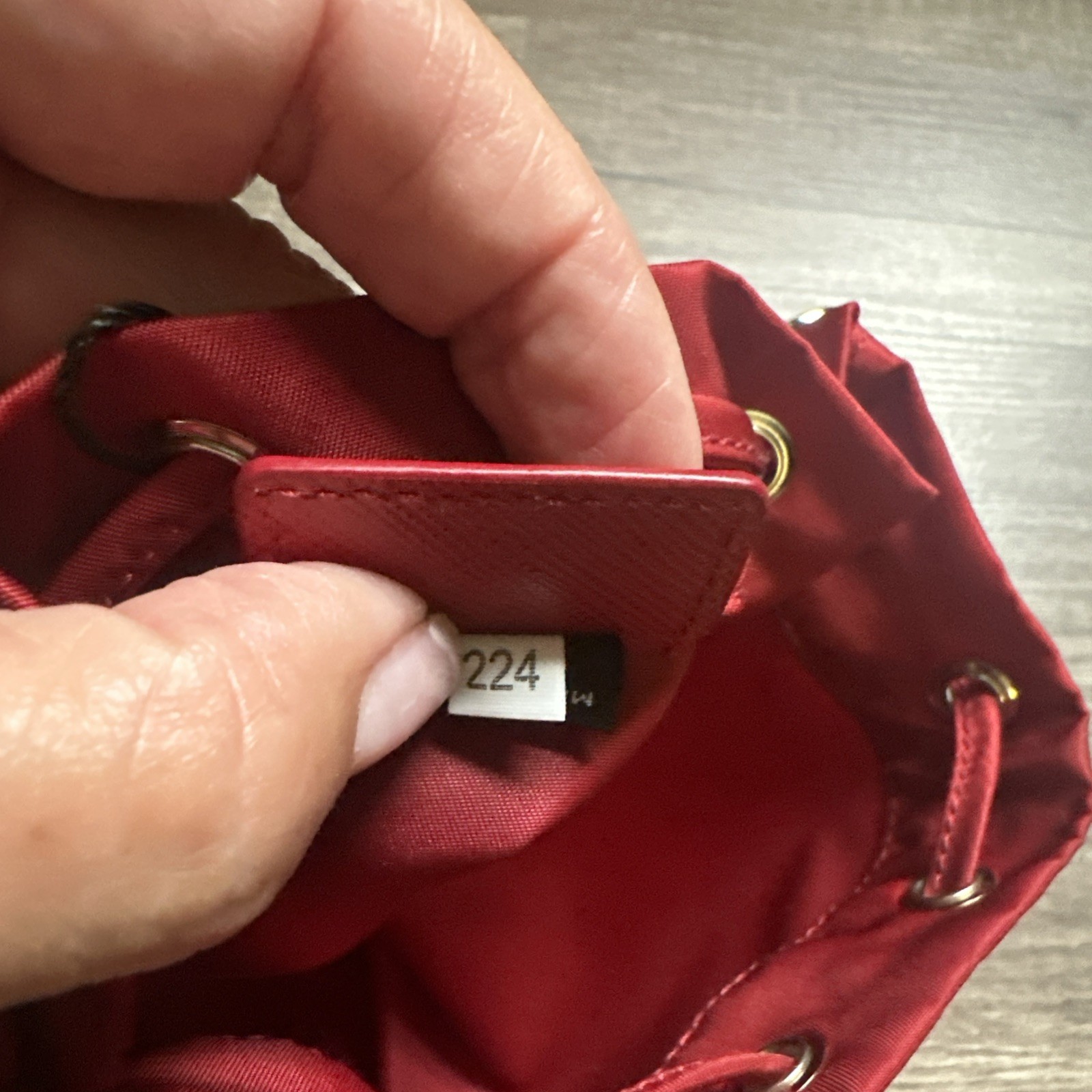 Prada Tessuto Drawstring Pouch In Fuoco 1NA369