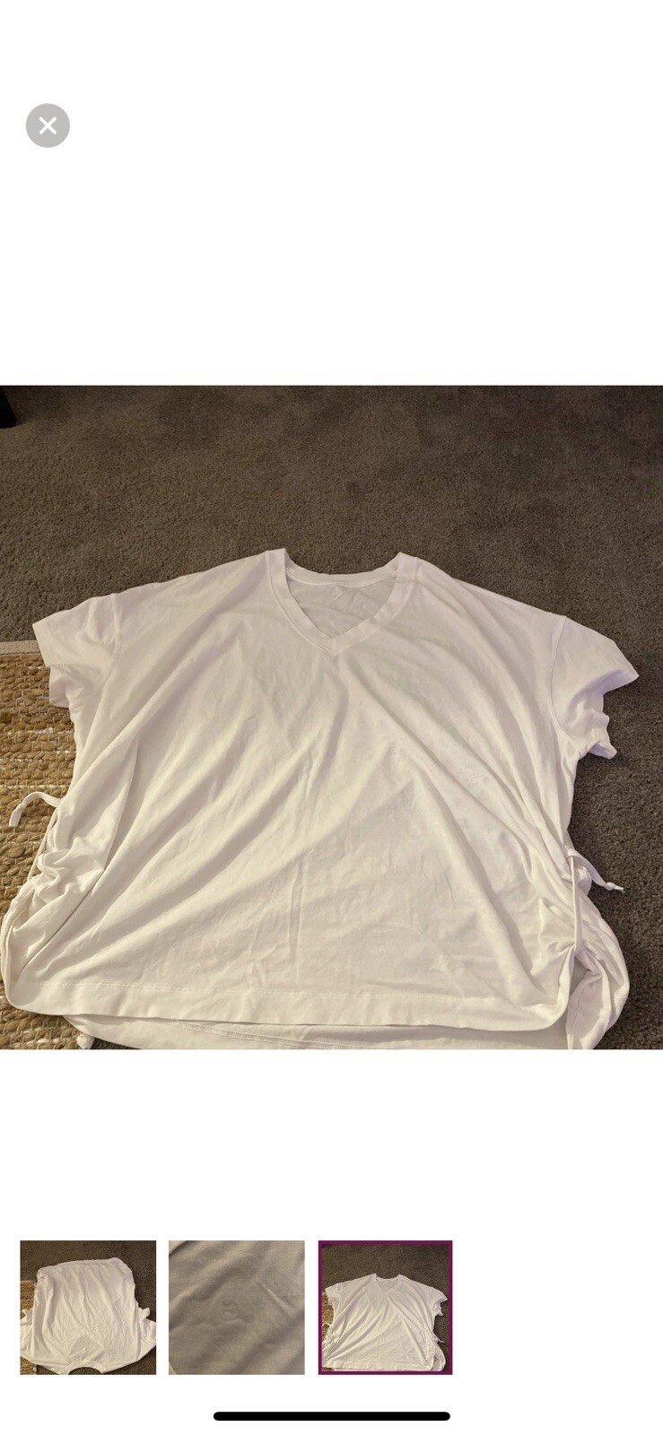 lululemon White Yoga Top Super Cute V Neck And Sinch Sides