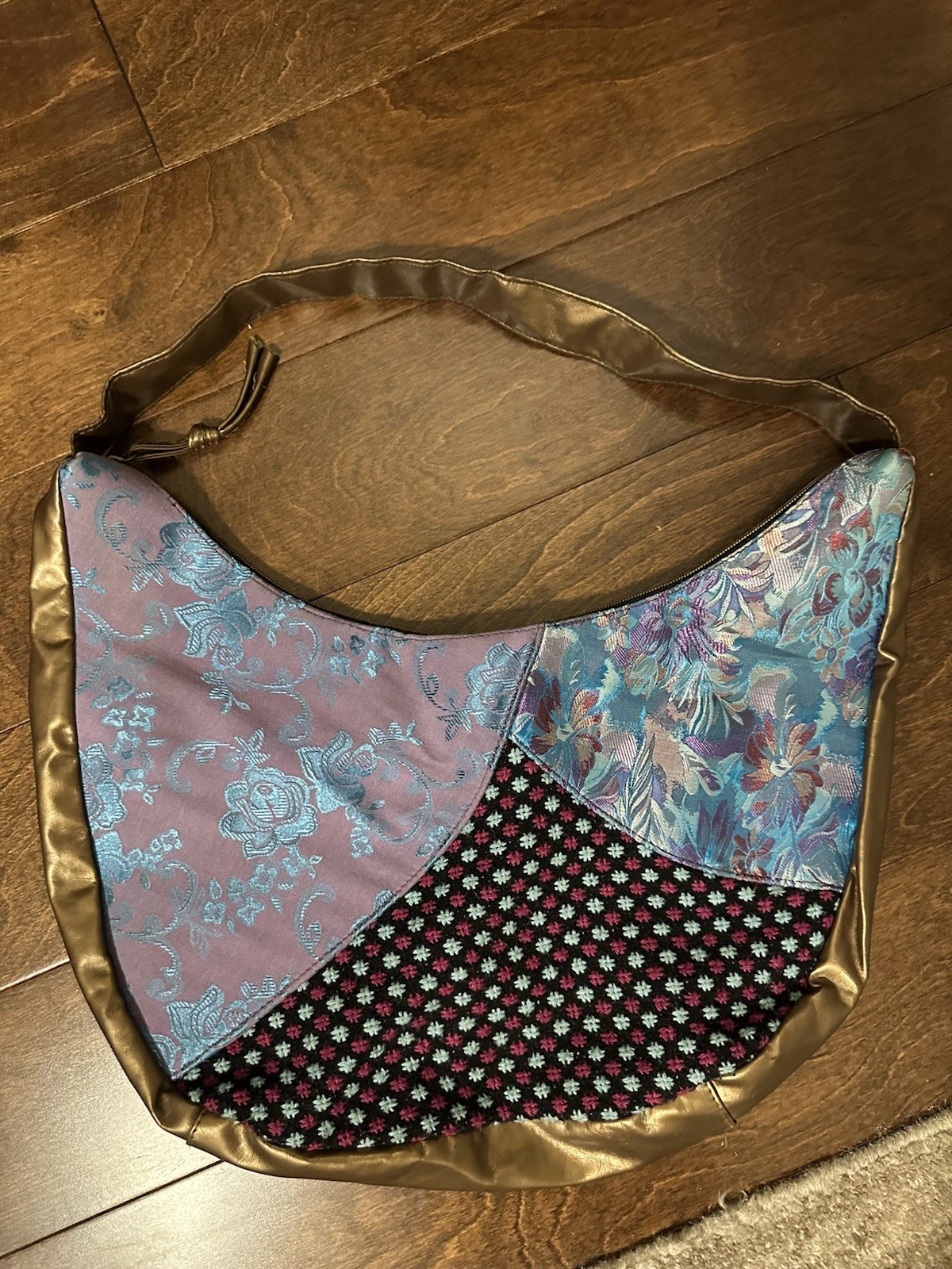 Taylor Swift Wonderstruck Hobo Bag Purse Floral Patchwork Purple Blue Gold