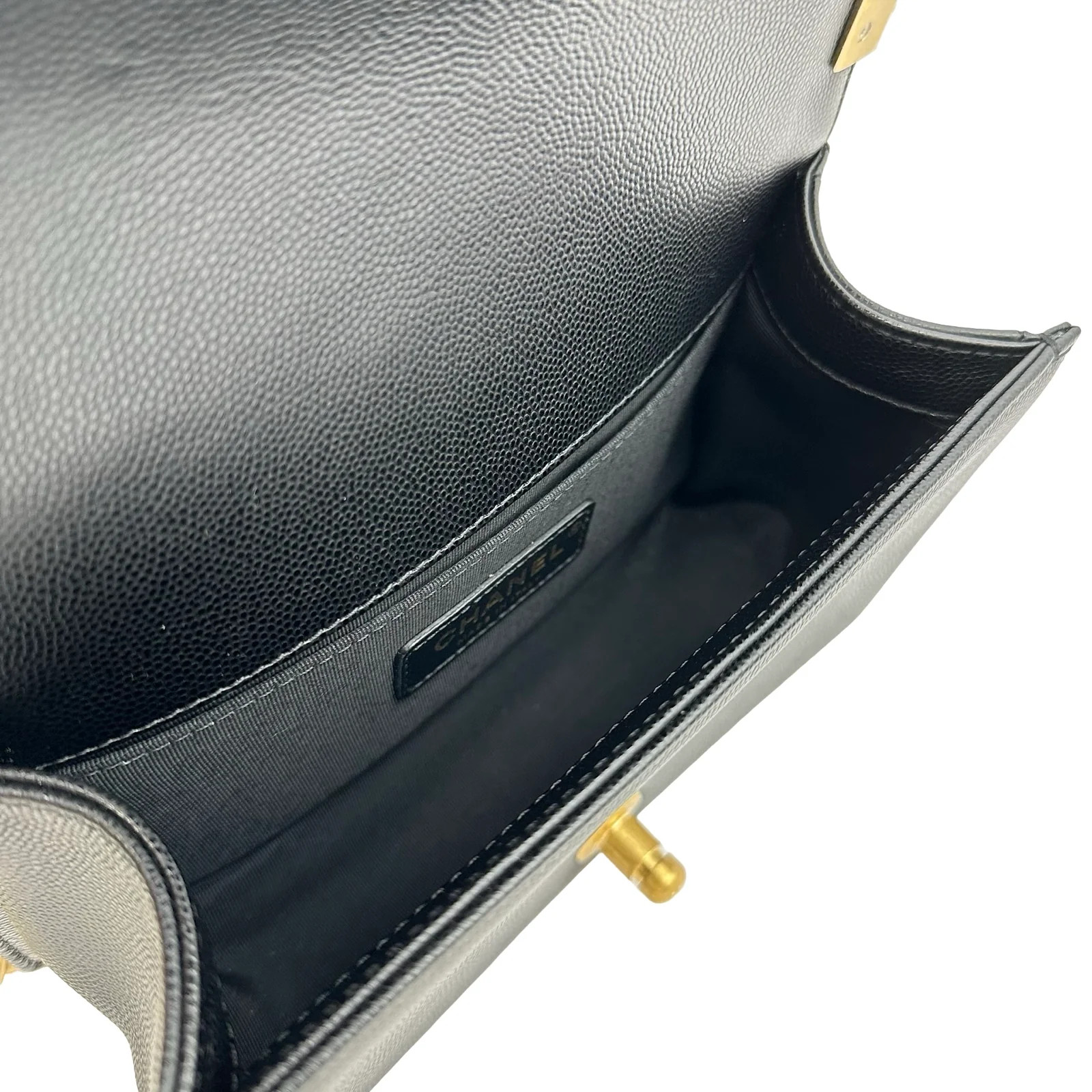 CHANEL Boy Bag 20 Black Caviarskin Shoulder Bag A67085 #OKB4769