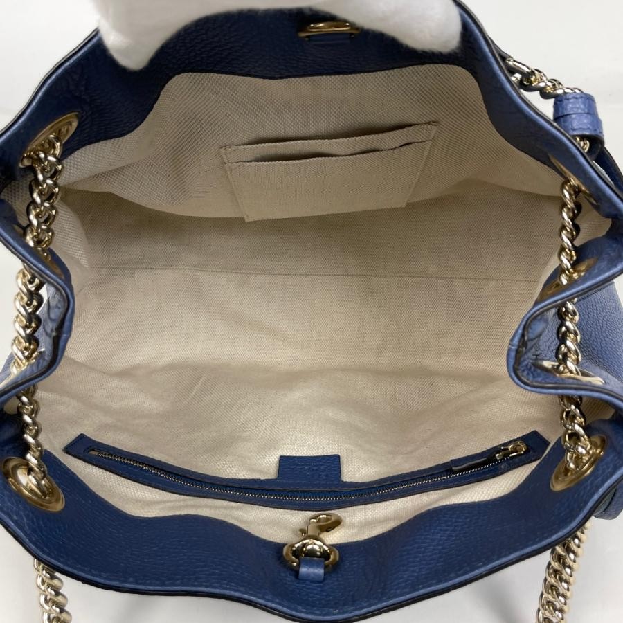 Gucci Interlocking G Leather Blue Shoulder Bag 536196 #BS4068