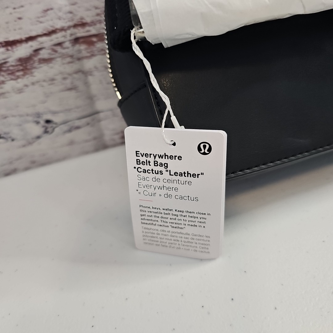Lululemon Everywhere Belt Bag Cactus Leather Black Silver 1L Fanny Pack NEW NWT