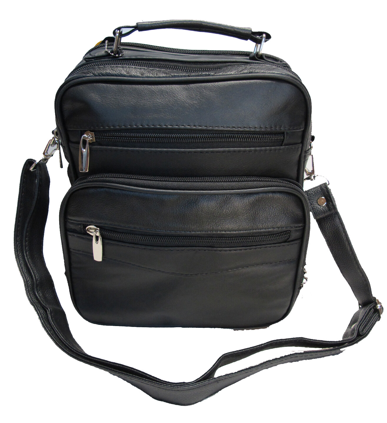 7 Pocket Multi-Function Genuine Leather Purse Handbag w/Organizer Top Handle