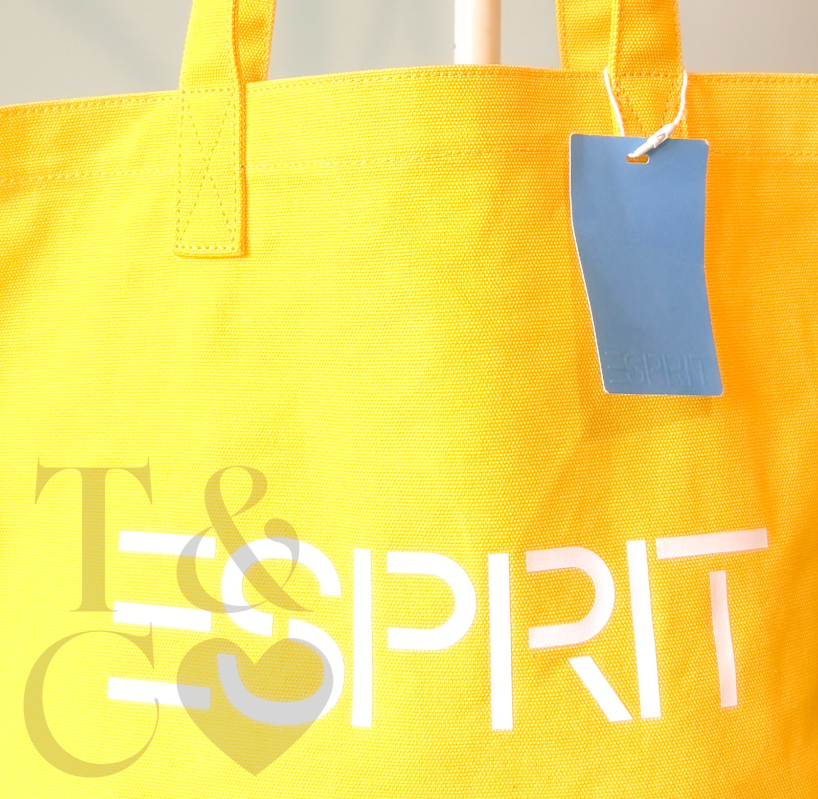 ESPRIT Throw-back 90’s Style Yellow Classic Logo Canvas Tote Authentic NWT