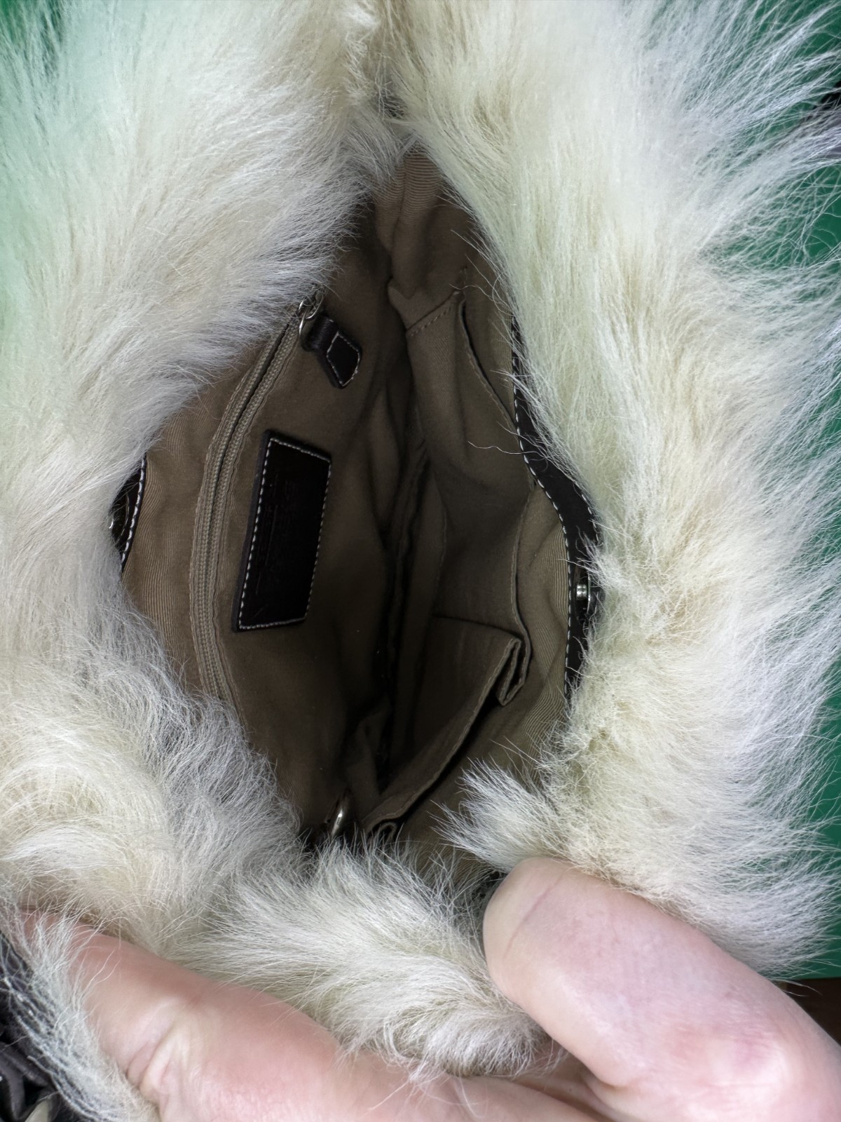 Authentic COACH Signature Monogram Faux Fur Trim Shoulder Bag – Y2K Vintage – CO