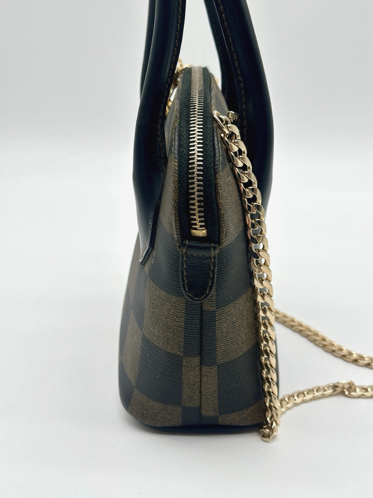 Authentic Vintage Fendi Pequin Mini Boston Dome Bag Top Handle Crossbody + COA