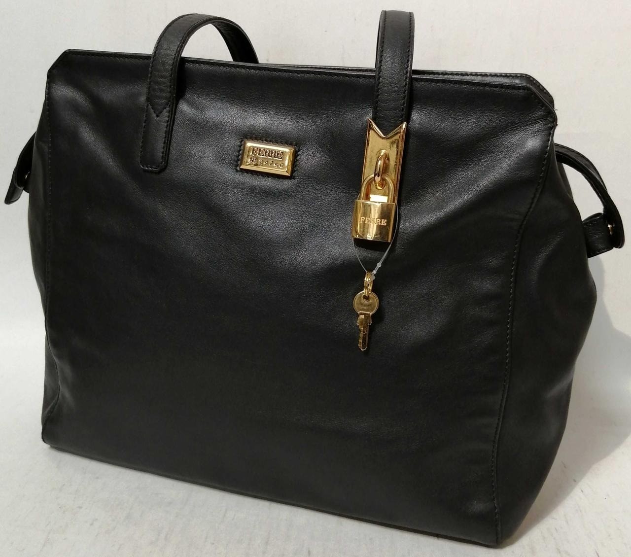 GIANFRANCO FERRE Tote bag Black Leather Women Semi Shoulder bag
