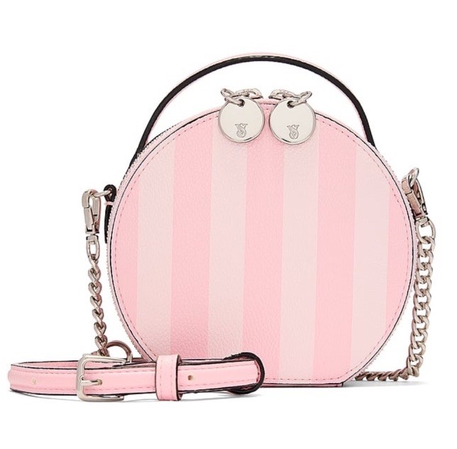 VICTORIA’S SECRET Heritage Stripe Hat Box Crossbody Bag Pink Iconic Stripes