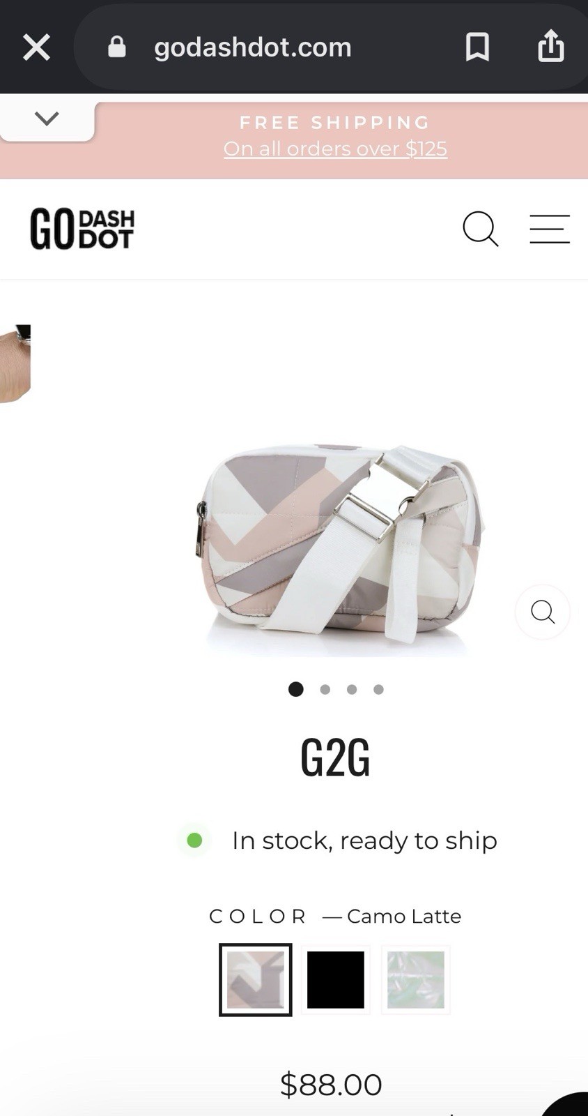 New GO Dash DOT Quilted Camo Crossbody/Belt Bag w/ Adjustable Detachable Strap