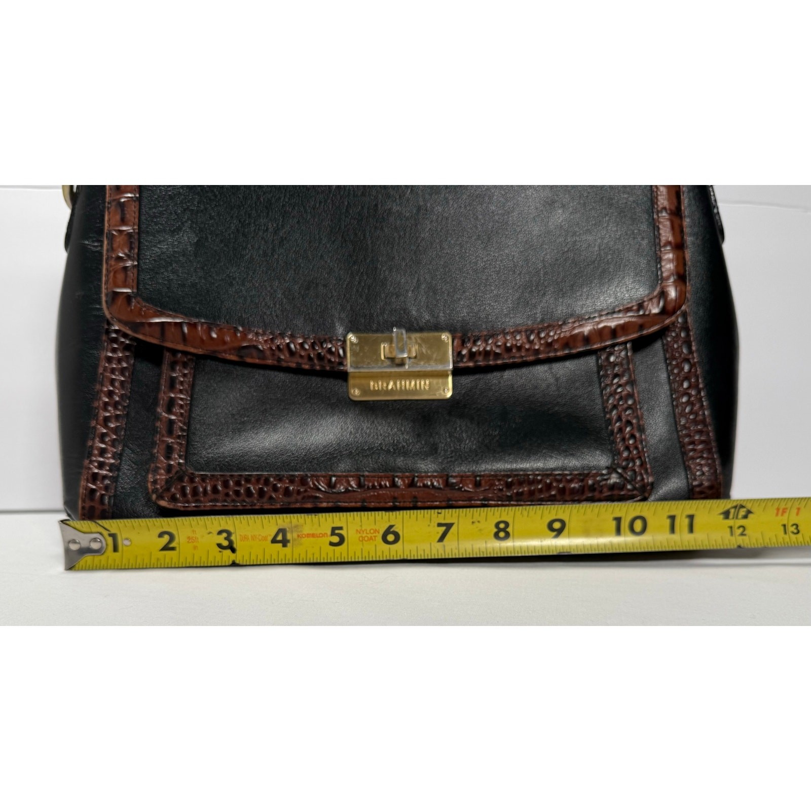 Brahmin Oxford Flap Black Tri Color Tuscan Satchel Black Tuscan Crossbody Purse