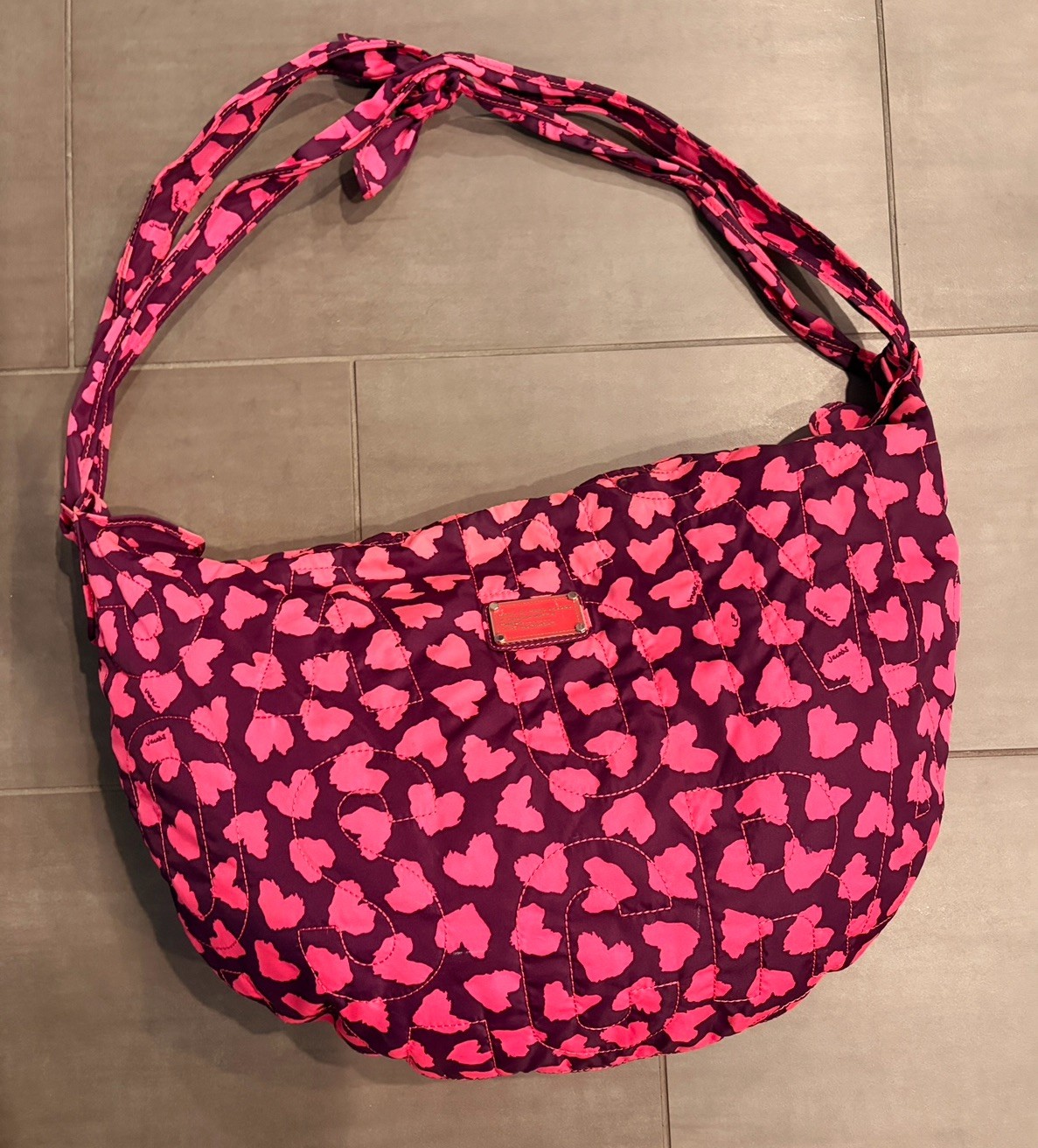 Marc by Marc Jacobs Large Pink Purple Heart Quilted Shoulder Bag