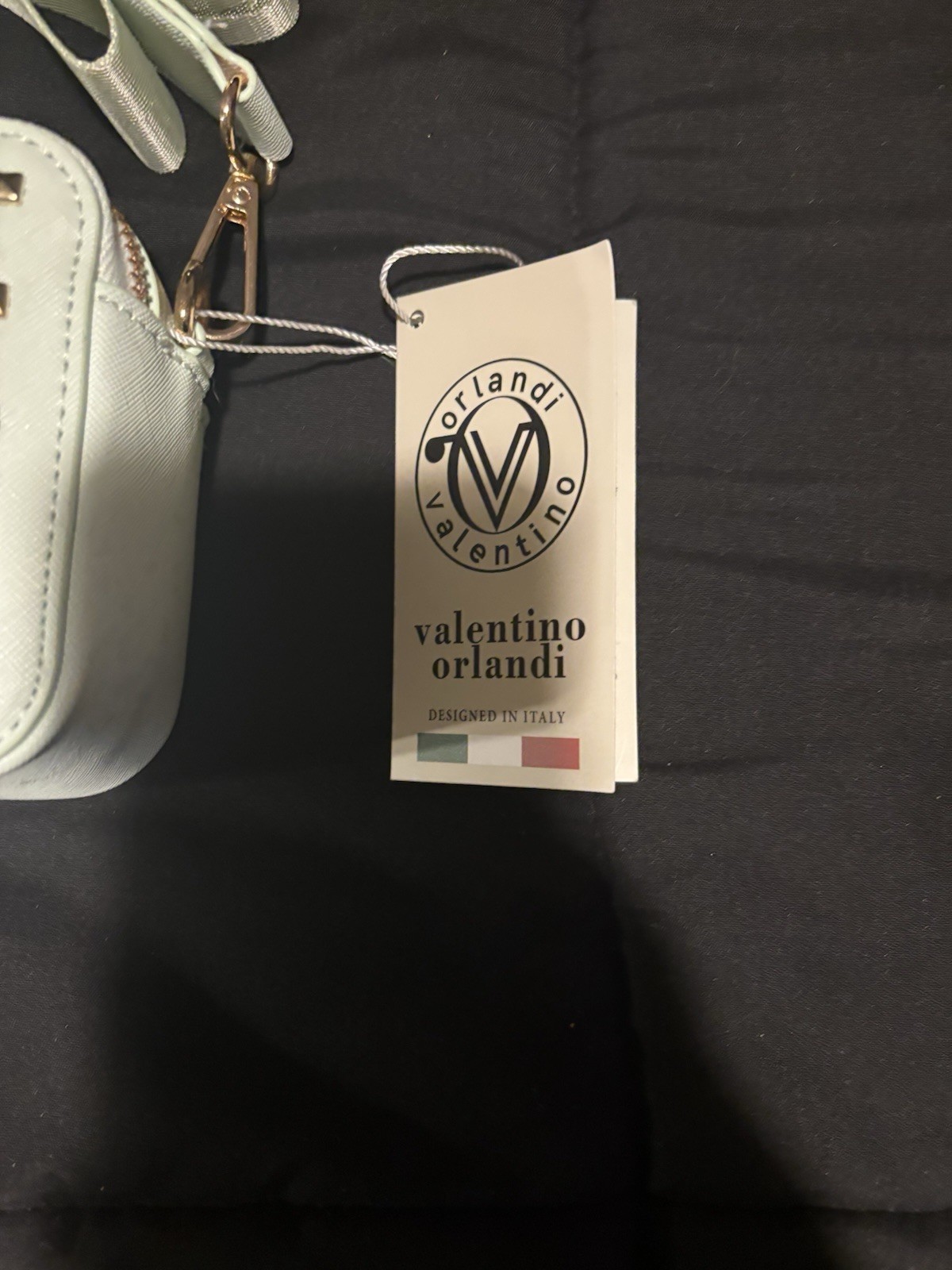 Valentino Orlandi Mint Studded Logo Crossbody Bag w/ Detachable Strap