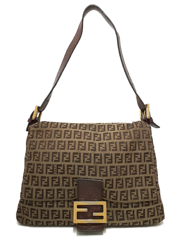 Fendi Mamma Bucket Zucca 8BR001 Nylon Brown Shoulder Bag Women’s #TB3448