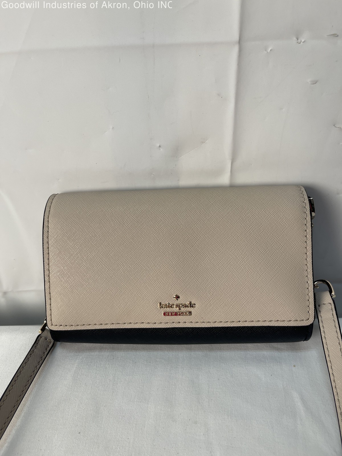 Gently Loved Certified Authentic Beige/Black Kate Spade Leather Wallet Crossbody