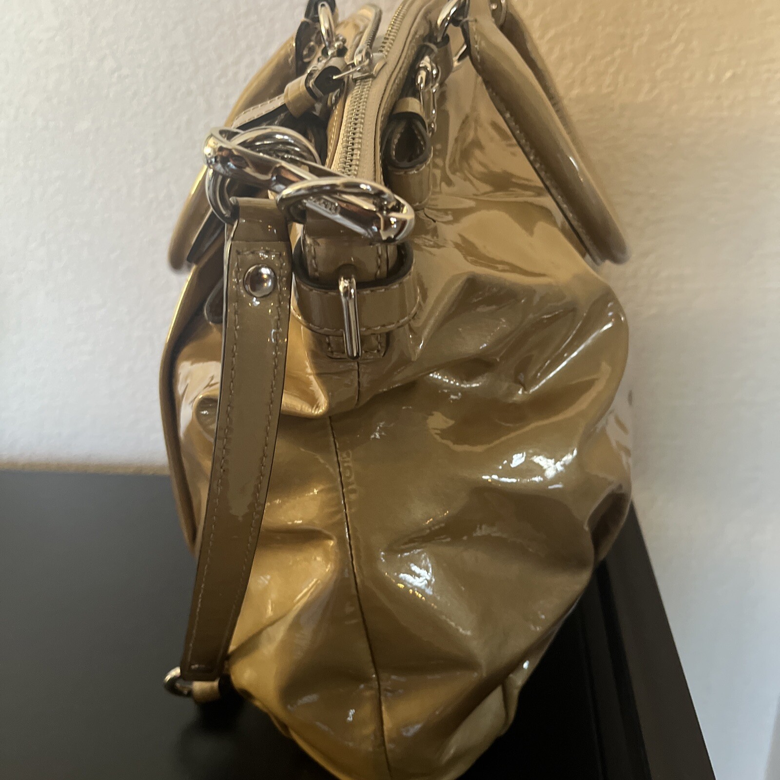 Coach Patent Leather Large Madison Sophia Green Shiny # 15915 EUC