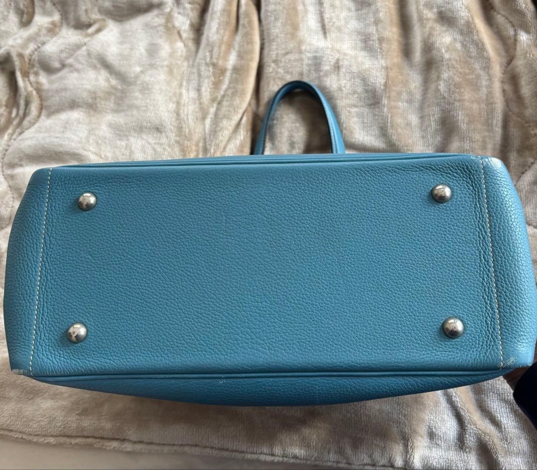 HERMES Victoria Cabas 32 Shoulder bag Tote Bag Taurillon Clemence blue Good