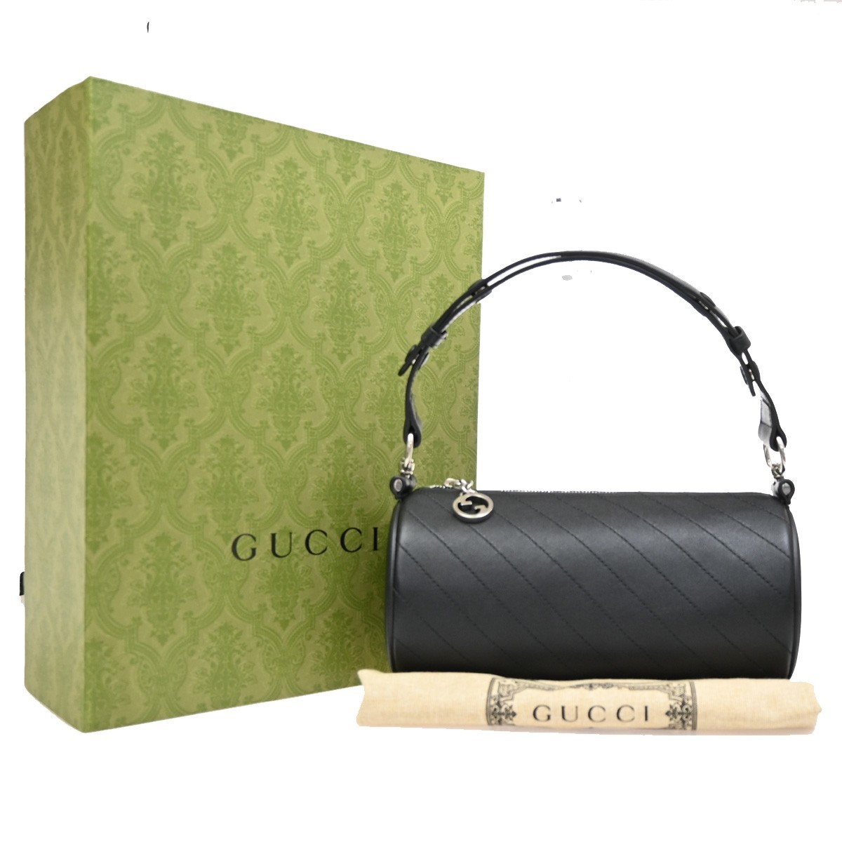 GUCCI Logo Blondie Interlocking GG Mini Shoulder Bag Leather Black 92RF527