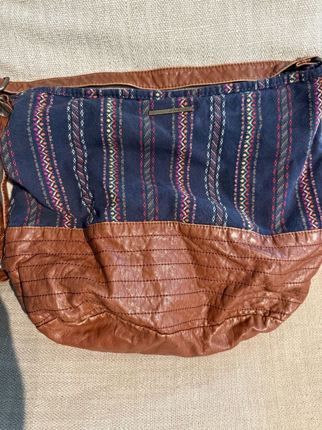 O’Neill Tribal Pattern Fabric and Faux Leather Crossbody 100% cotton