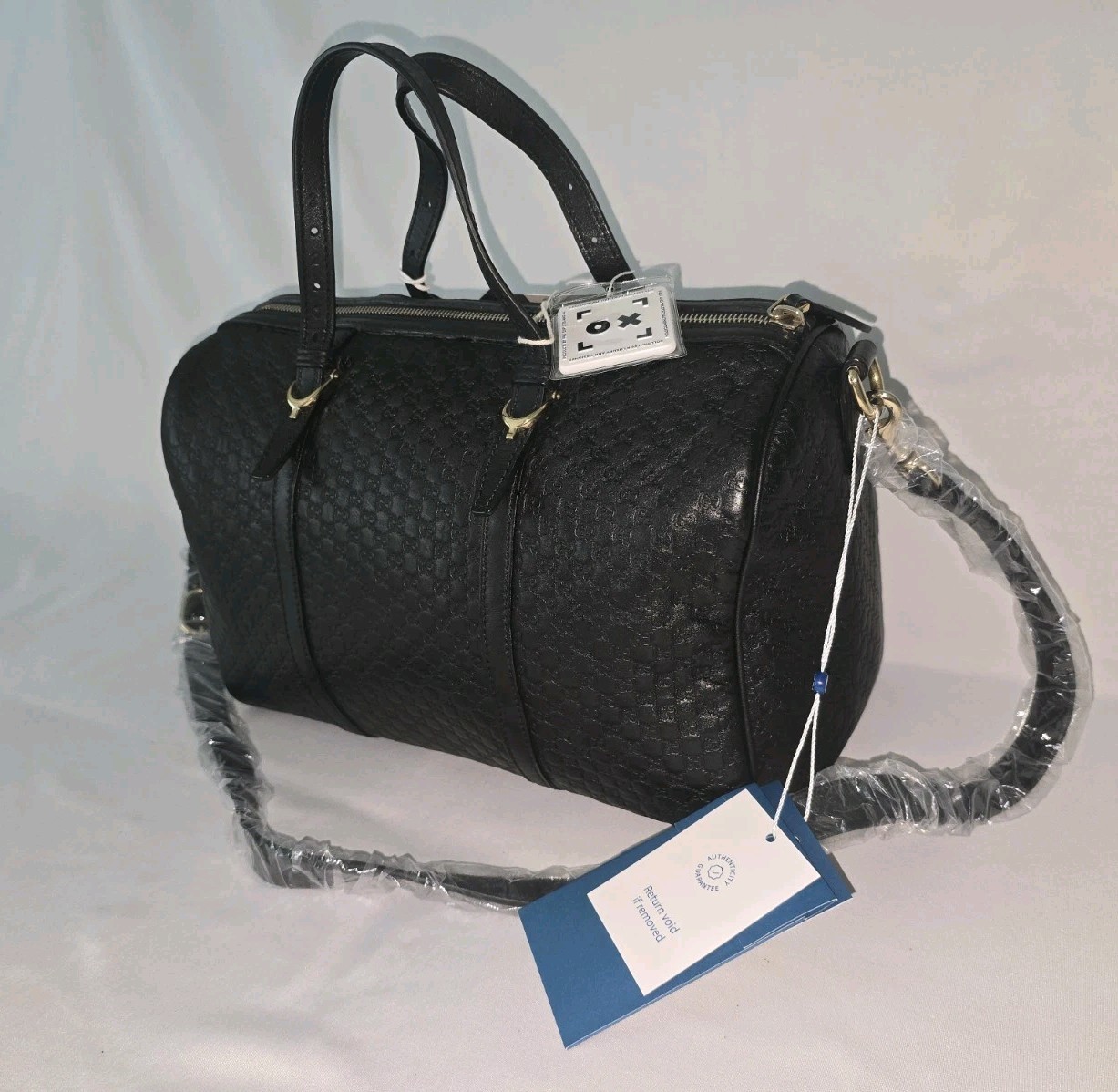 Gucci Microguccissima Black Leather Shoulder Bag Boston Satchel Crossbody