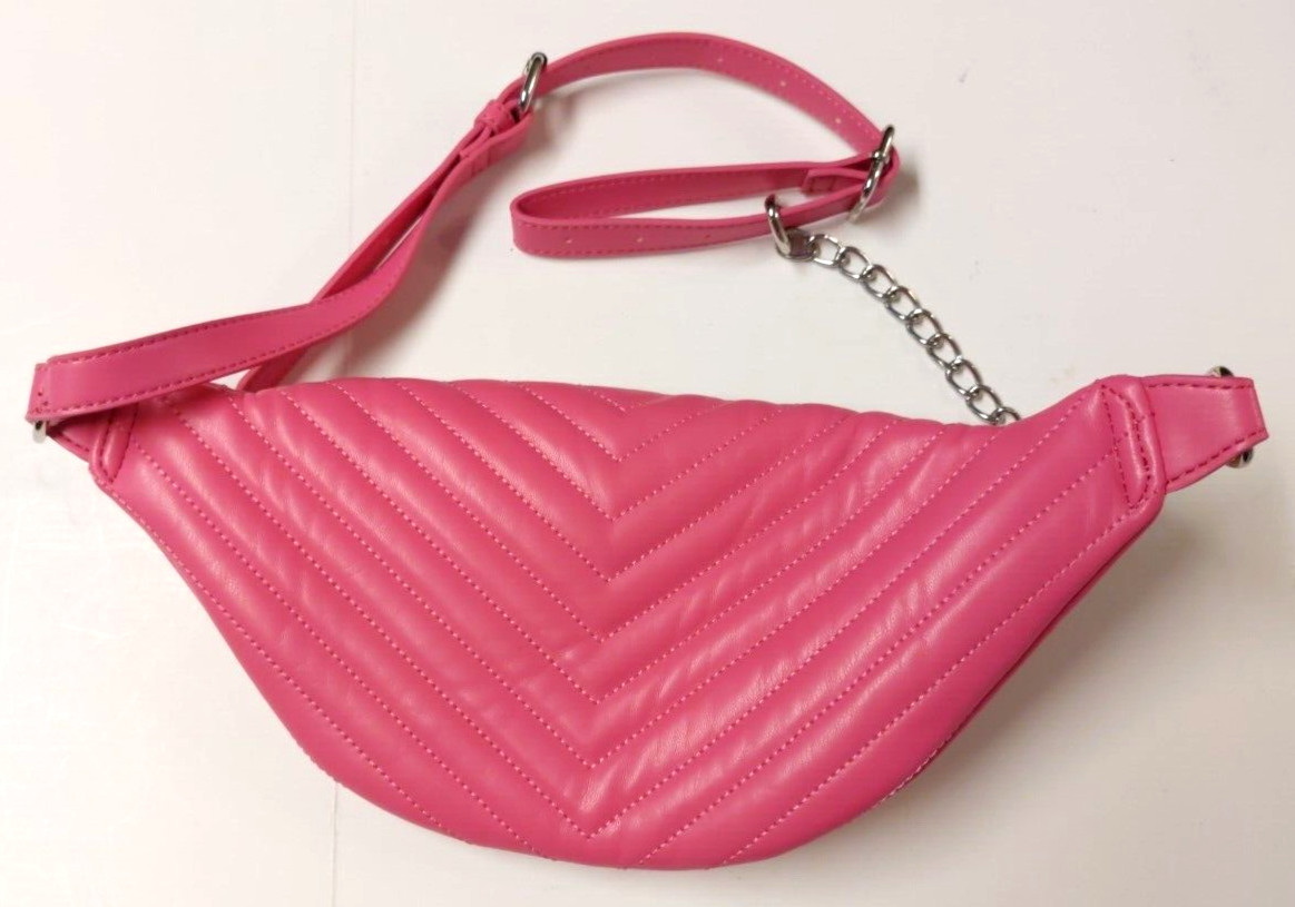 Guess Hot Pink Shoulder Bag Crossbody Fanny Pack Patent Finish 100% PU