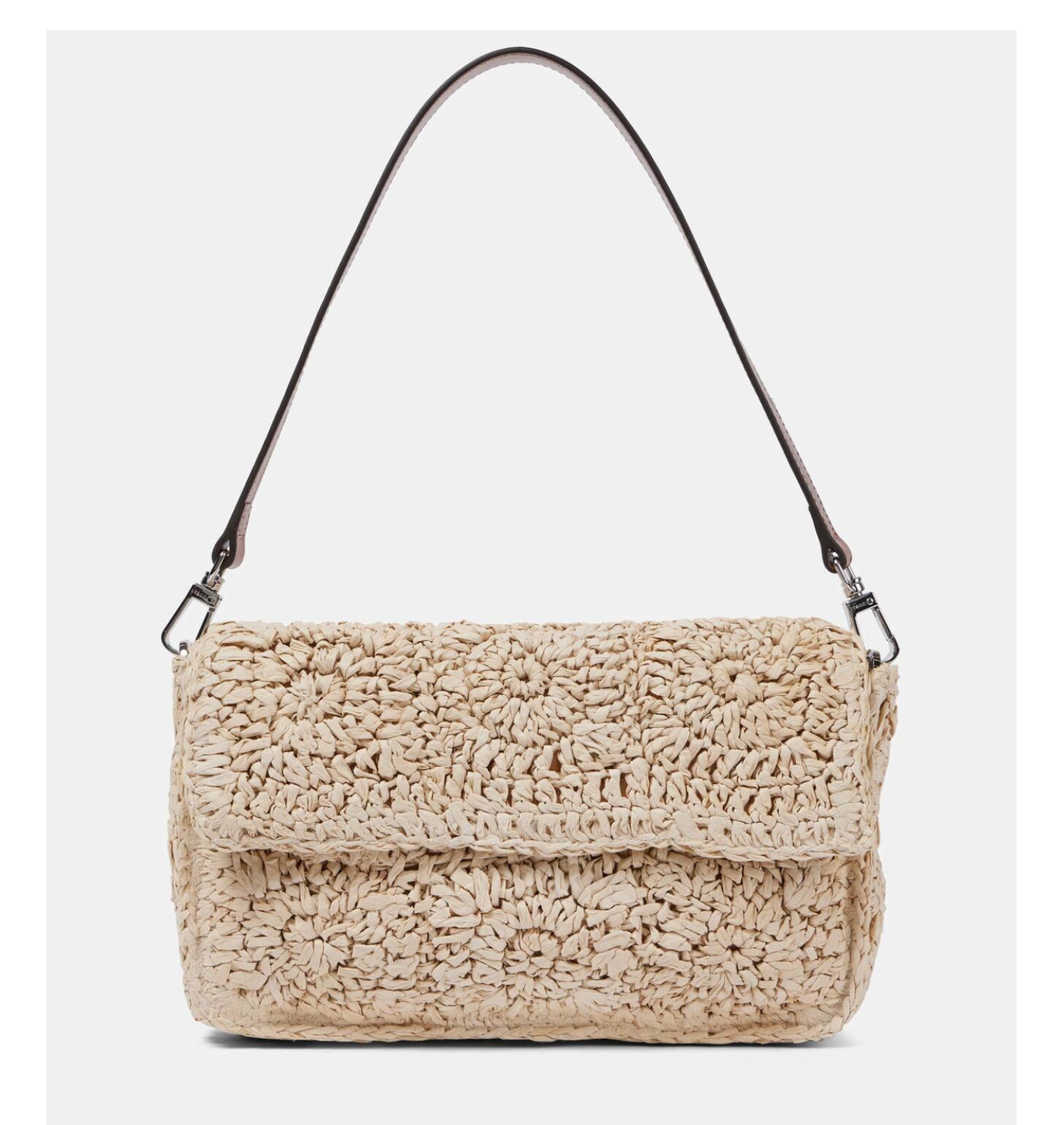 STAUD TIMMY CROCHET RAFFIA CONVERTIBLE SHOULDER BAG MSRP$395 Timeless Chic