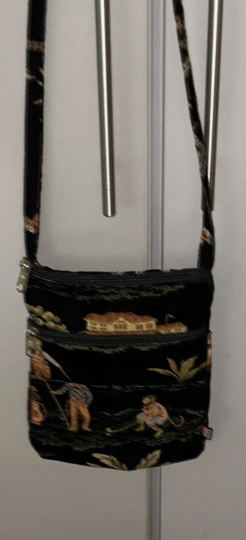 Tommy Bahama Like Cross Body Tapestry Purse 10×7 1/2 Inches. Pre-owned Excellent