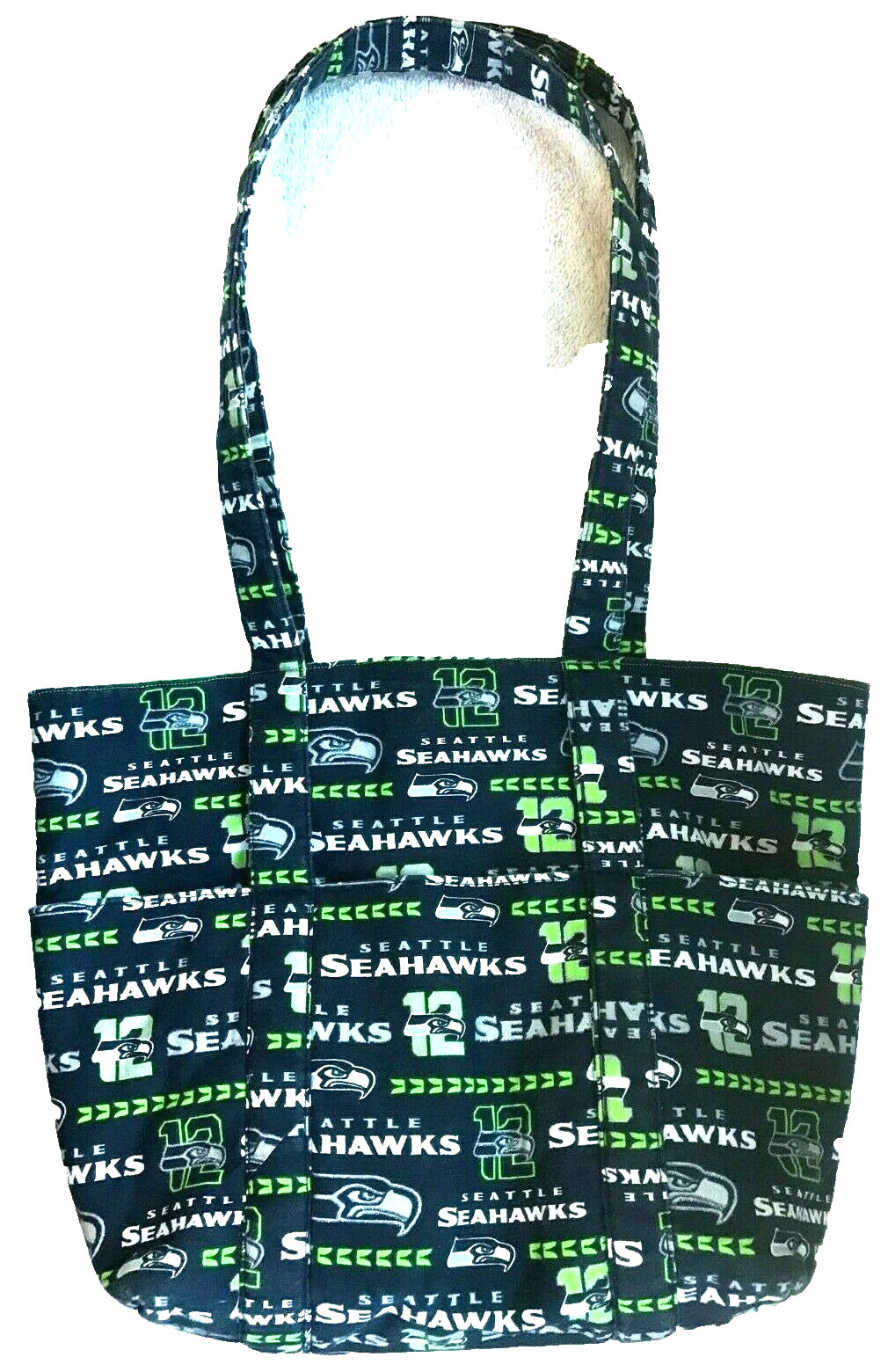 Seattle Seahawks Purse Tote Bag Snap Close Cotton 14 x 10 x 4 Inches – VeryNice!