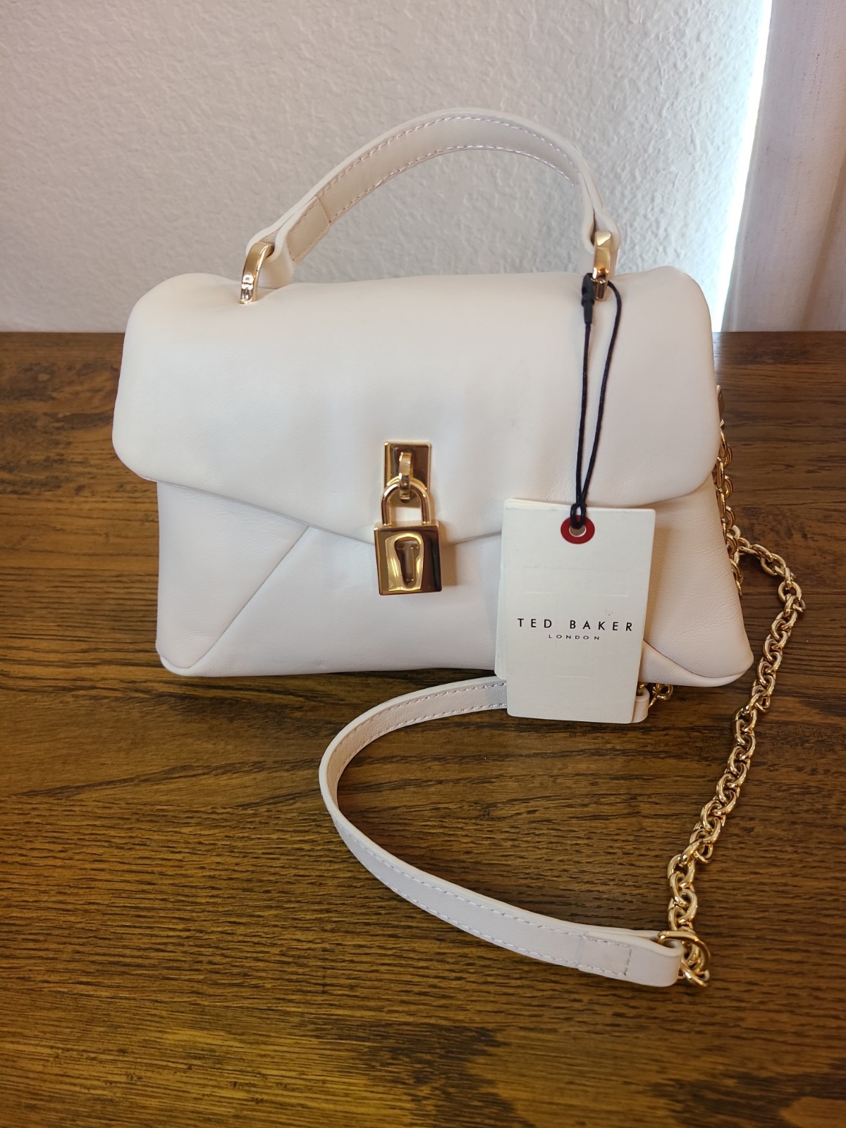 Ted Baker Elegant Leather Poppy Mini Satchel Bag Crossbody Cream Top Handle NWOT