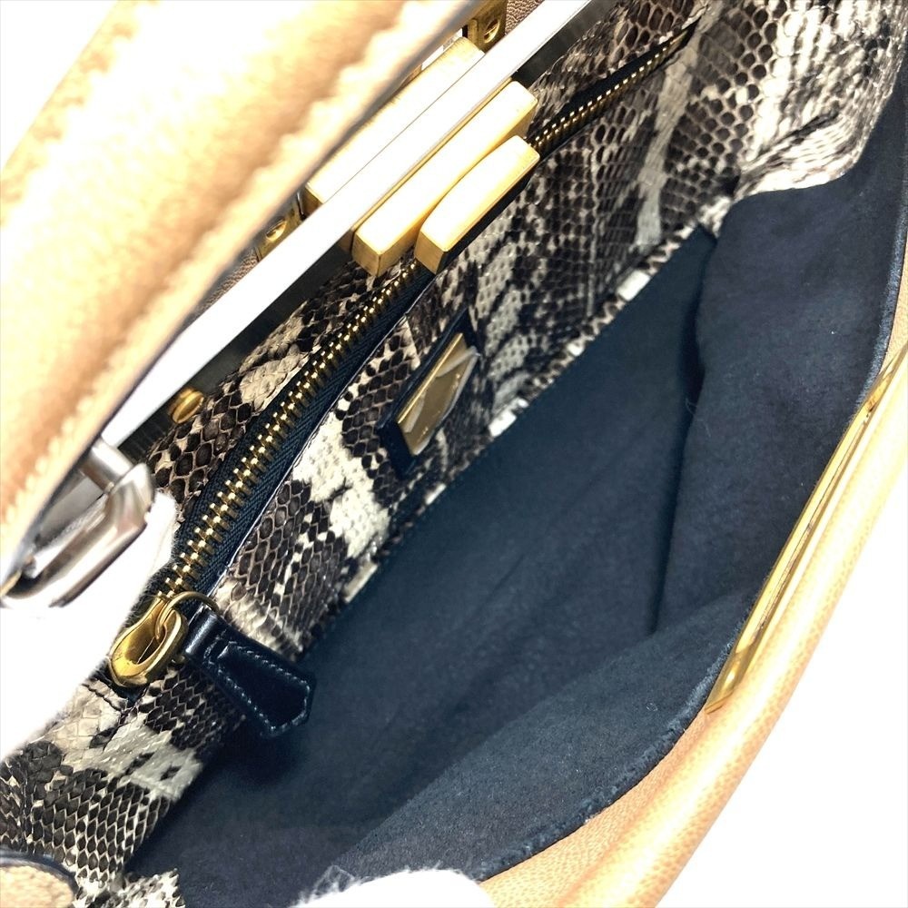 FENDI Peekaboo Medium Leather Handbag Gold Silver