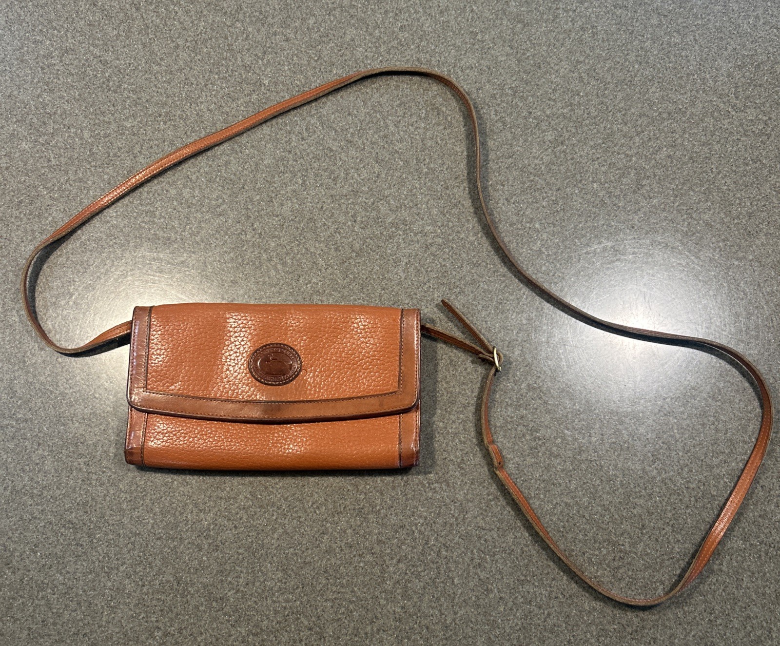 Dooney & Bourke Vintage Crossbody Purse Wallet Leather Brown 4.5 X 7.75” USA