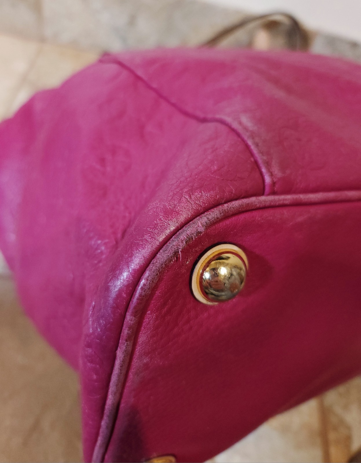 Michael Kors | Large Magenta Pink Leather MK Logo Tote Double Handle Travel Bag