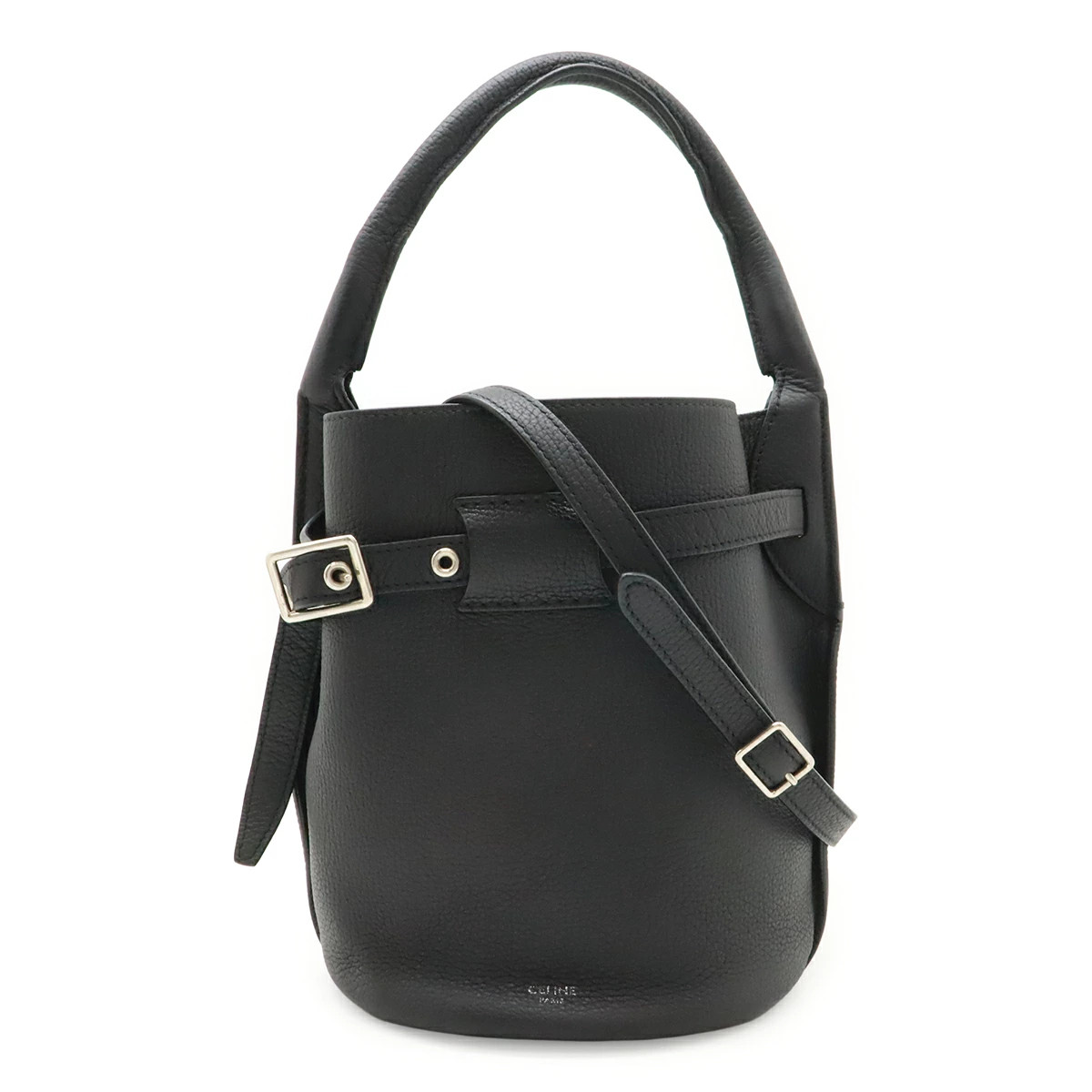 Celine Big Bag Nano Bucket 187243 Shoulder Bag Solid Leather Black #BLB1050