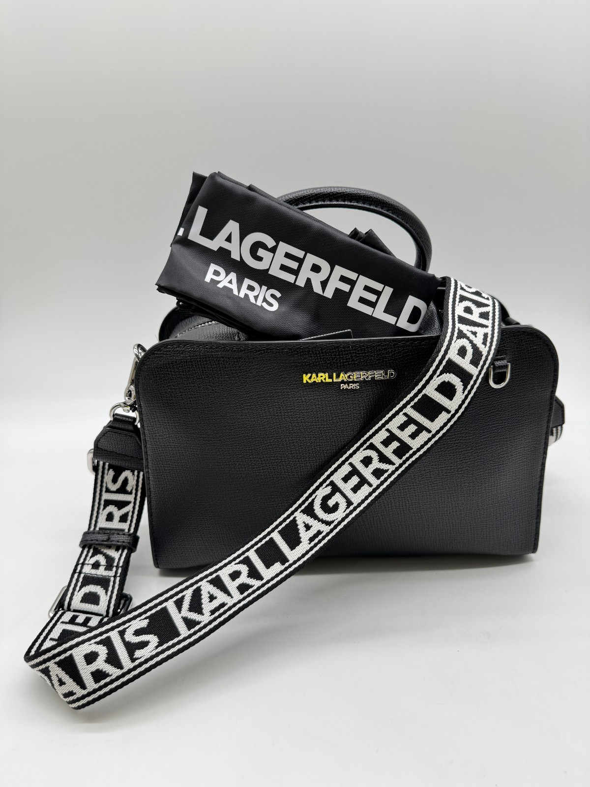 KARL LAGERFELD Maybelle small satchel crossbody + Dust bag BLACK (No charm)