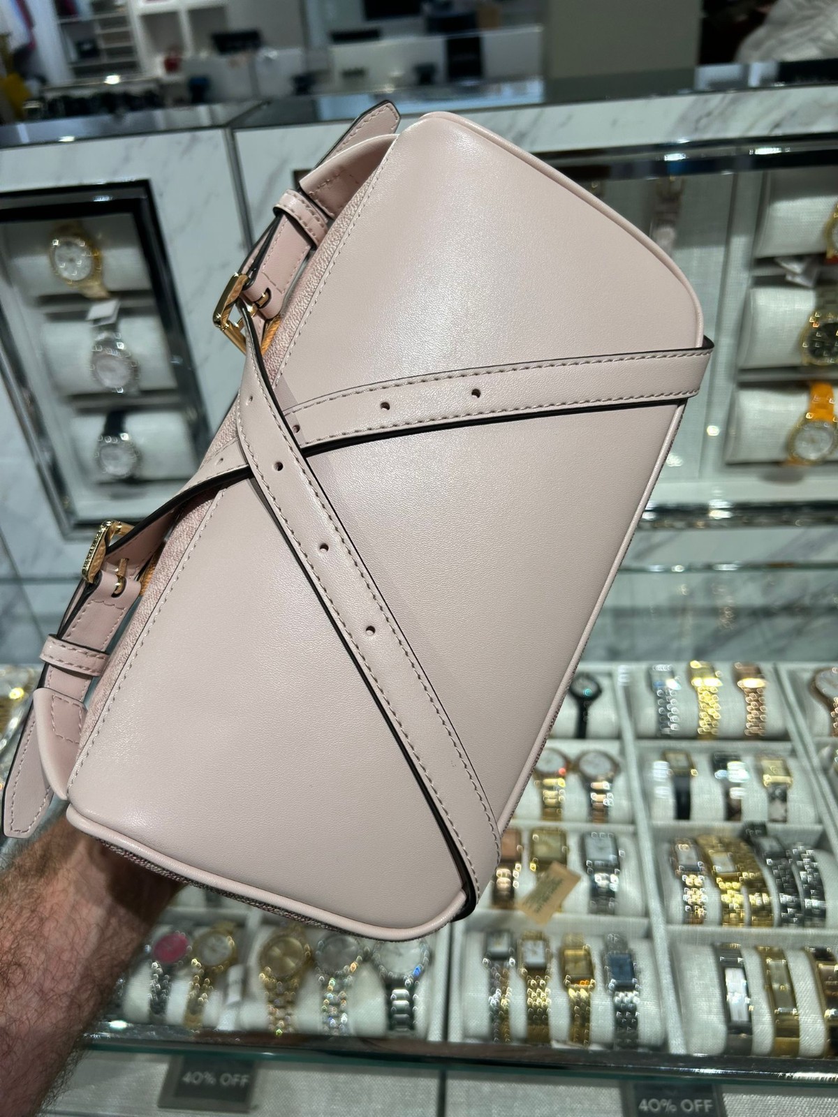 Michael Kors Rhea Medium Backpack Women PVC Bag + Bifold Wallet Set Powder Blush