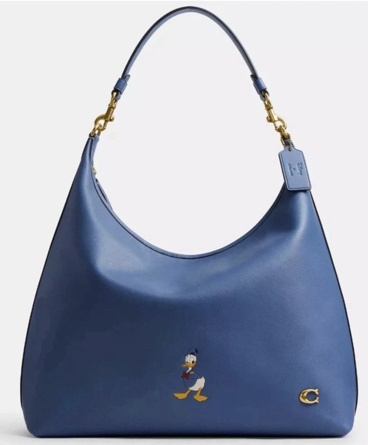 NWT DISNEY X COACH Juliet Shoulder Bag 38 Donald Duck CDM78 Slate Blue Leather